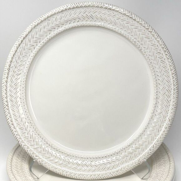 Juliska LE PANIER Whitewash Charger Chop Service Plate 13 3/4" NEW Basketweave - Picture 1 of 7